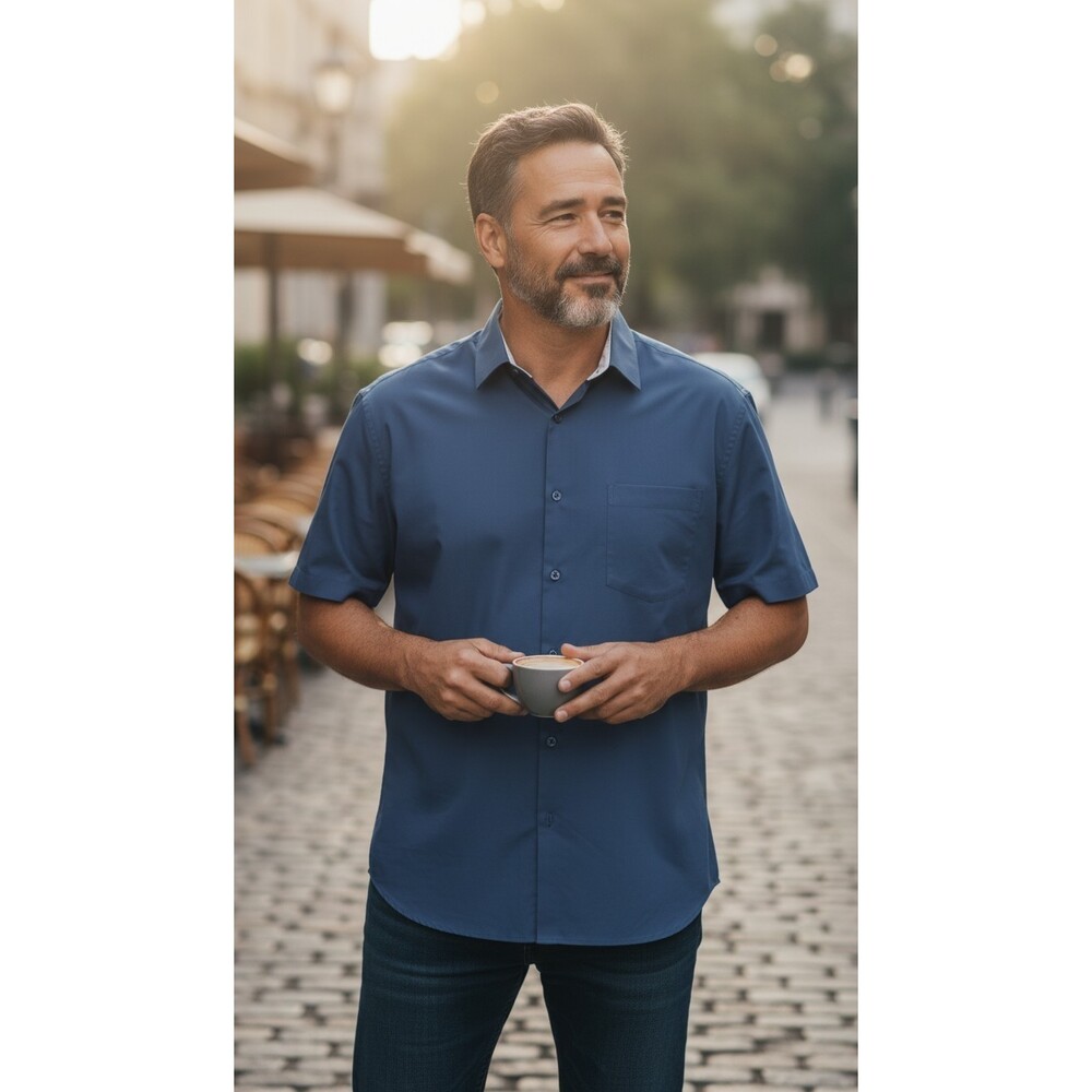 VISIVE Oxford Shirt Mens Big 2XL Blue Short Sleeve Button Down Pocket